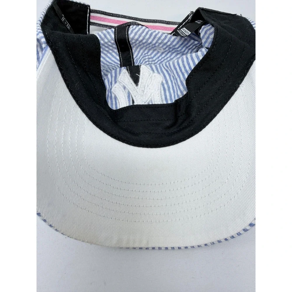 47 Brand New York Yankees Womens Seersucker Baseball Hat Blue White Striped NY